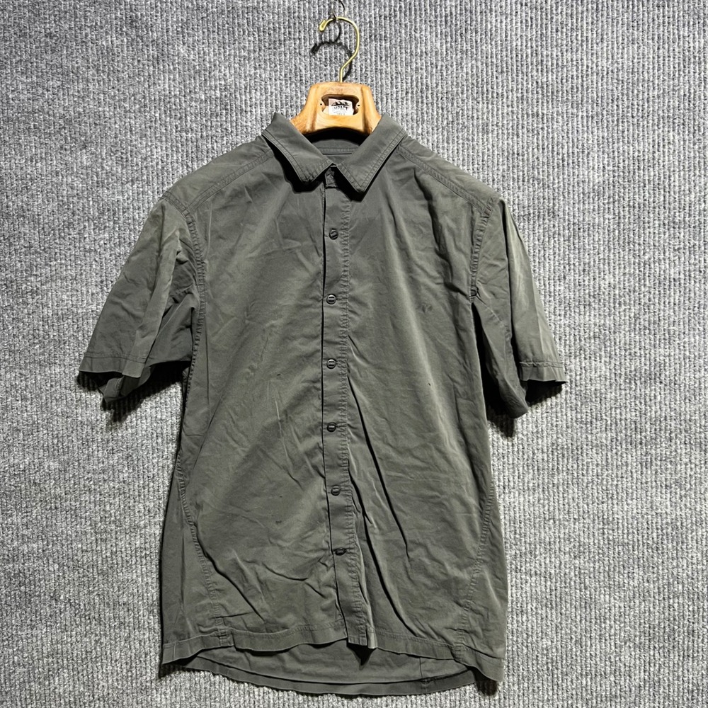 Arc'teryx Button Down Shirt Mens Medium Grey Skyline Short Sleeve Trim Fit
